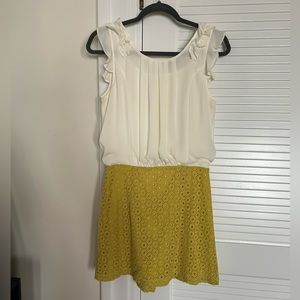 Altar’d State White Flowy Top & Green Lace Bottom Dress